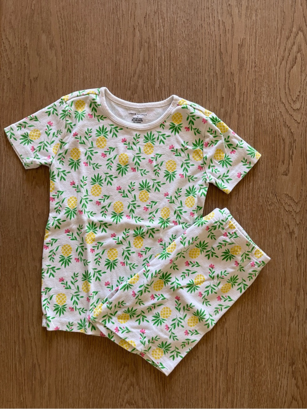 Girls Janie and Jack White Pineapple Print Pajama Set Sz 10